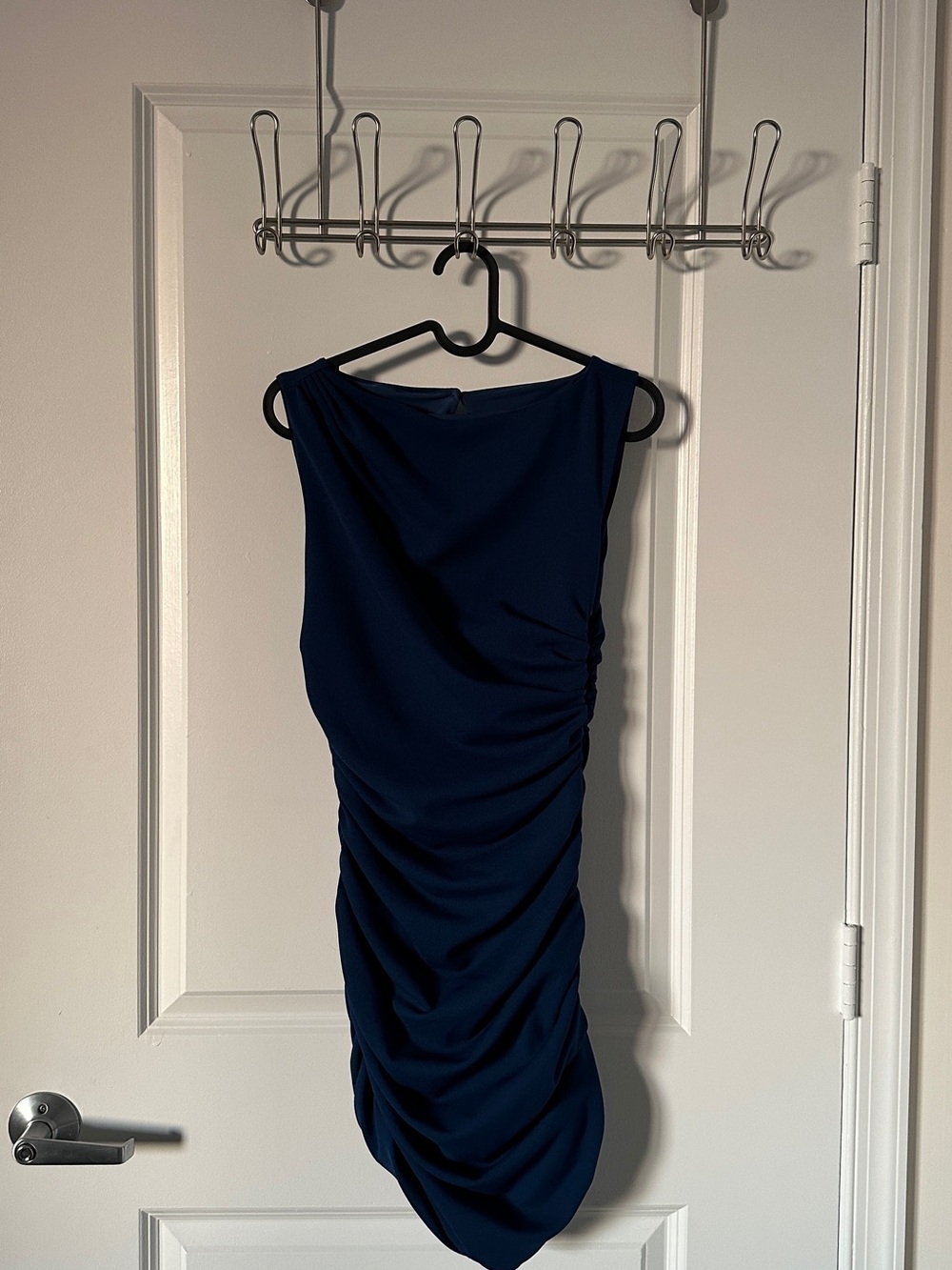 Abercrombie & Fitch Navy Asymmetrical Ruched Dress